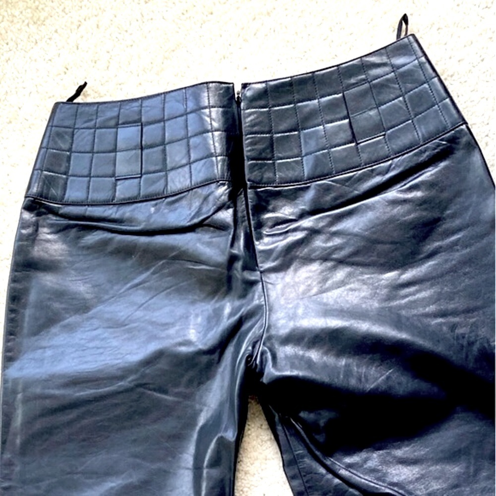CHANEL Authentic Black Luxury Calf Skin Leather Pants Women’s Sz.40